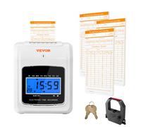 VEVOR Reloj de Registro de Tiempo para Asistencia de Empleados con Tarjetas de Tiempo Juego de Perforación de Tarjetas de Tiempo 6 Golpes por Día para Un Máximo de 3 Turnos de Trabajo para Taller