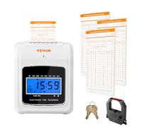 VEVOR Reloj de Registro de Tiempo para Asistencia de Empleados con Tarjetas de Tiempo Juego de Perforación de Tarjetas de Tiempo 6 Golpes por Día para Un Máximo de 3 Turnos de Trabajo para Taller