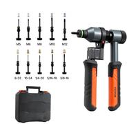 VEVOR Remachadora Manual con Trinquete, kit Completo para Bricolaje, Alicates para Tuercas Remachables con 10 Mandriles Métricos y SAE, 100 Tuercas y Estuche de Transporte, 210 x 158 x 42 mm