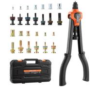 VEVOR Remachadora Manual de 42 cm, Kit Completo para Instalación y Reparación en Casa, con 13 Mandriles Métricos y SAE, 130 Tuercas y Estuche de Transporte, 420 x 160 x 45 mm, Naranja y Negro