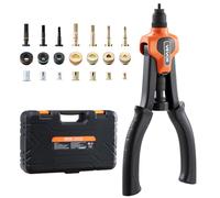 VEVOR Remachadora Manual, Kit Completo para Instalación y Reparación en Casa, Alicates para Tuercas Remachables, 7 Mandriles Métricos y SAE, 70 Tuercas y Estuche de Transporte, 340 x 160 x 45 mm