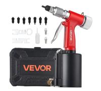 VEVOR Remachadora Neumática para Tuercas Remachables M4-M10 11,9 kN 9 mm | para Automoción Maquinaria Renovación, con 8 Mandriles de 6,35-9,53 mm, 2 Llaves, Conectores de Aire y Maletín de Transporte