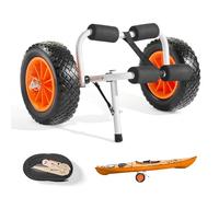 VEVOR Remolque Horizontal para Kayak, Remolque Plegable 620x350x325 mm con Neumáticos de Goma Maciza de 25,4 cm y 1 Correa de Trinquete Carga de 90 kg, Carrito para Tabla de Surf de Remo, Kayaks