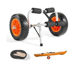VEVOR Remolque Horizontal para Kayak, Remolque Plegable 620x350x325 mm con Neumáticos de Goma Maciza de 25,4 cm y 1 Correa de Trinquete Carga de 90 kg, Carrito para Tabla de Surf de Remo, Kayaks