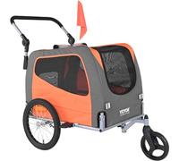 VEVOR Remolque Plegable para Bicicleta para Perros Carga de 30 kg Cochecito para Mascotas 2 en 1, Marco Fácil de Plegar con Ruedas de Liberación Rápida, Acoplador Universal para Bicicleta, Reflectores