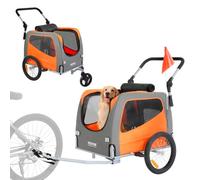 VEVOR Remolque Plegable para Bicicleta para Perros Carga de 30 kg Cochecito para Mascotas 2 en 1, Marco Fácil de Plegar con Ruedas de Liberación Rápida, Acoplador Universal para Bicicleta, Reflectores