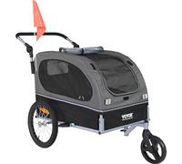 VEVOR Remolque Plegable para Bicicleta para Perros Carga de 450kg Cochecito para Mascotas 2 en 1, Marco Fácil de Plegar con Ruedas de Liberación Rápida, Acoplador Universal para Bicicleta, Reflectores