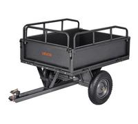 VEVOR Remolque Utilitario para Jardín, Remolque de Acero de 142 x 76 x 70 cm con Ruedas, Tracción Manual o Pedal, Carro de Jardín Resistente para Cortacésped, Tractor, Carga de 226,79 kg, Negro