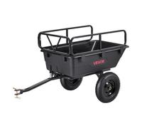 VEVOR Remolque Utilitario para Jardín, Remolque de Volteo de Polietileno 144 x 57,5 x 69 cm con Neumáticos, Tracción Manual o Pedal, Carro de Jardín Resistente para Cortacésped, Carga de 226,8 kg