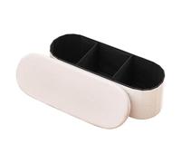 VEVOR Reposapiés Plegable Ovalado con Espacio de Almacenamiento, Asiento Acolchado y Plegable, Carga hasta 299,37 kg, 110 x 38 x 38 cm, Baúl Otomano para Salón, Dormitorio y Pasillo, Color Beige