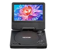 VEVOR Reproductor de DVD Portátil, Reproductor de DVD de Viaje con Pantalla Giratoria de 178 mm y Altavoces Duales, Compatible con Sincronización de TV/USB/Tarjeta SD/CD, Cargador de Coche