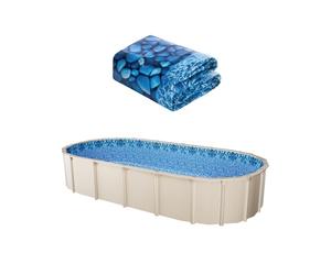 VEVOR Revestimiento para Piscina 366 x 732 cm Ovalado Cubierta para Piscinas Superposición Vinilo de Calibre Estándar Duradero Altura de Pared 122-137 cm para Piscinas Elevadas con Lados de Acero