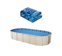 VEVOR Revestimiento para Piscina 457 x 914 cm Ovalado Cubierta para Piscinas Superposición Vinilo de Calibre Estándar Duradero Altura de Pared 122-137 cm para Piscinas Elevadas con Lados de Acero