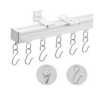 VEVOR Riel para Cortina de Techo de 2,7 m Sistema de Riel Deslizante para Cortinas con Ganchos y Herrajes, Riel Divisor de Ambientes de Montaje en Techo o Pared para Sala de Estar, Dormitorio, Blanco