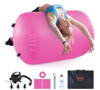 VEVOR Rodillo Inflable de Gimnasia 60 x 60 x 123 cm, Colchoneta de Gimnasia con Bomba eléctrica, Entrenador de Curva de Espalda para Uso doméstico/Gimnasio/Yoga/animadoras/Playa/Parque, Rosa
