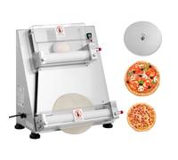 VEVOR Rodillo Laminador de Masa para Pizza, Prensa Semiautomática de Acero Inoxidable 7,6 a 40,6 cm, 390 W, 260 Piezas por Hora, Grosor Ajustable, con Tapa para Prensar Masa, 530 x 520 x 640 mm