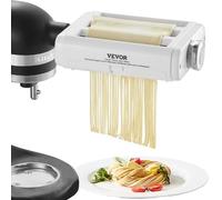 VEVOR Rodillo para Pasta 3 en 1 Accesorio para Pasta para Procesador de Alimentos con Laminador y 2 Rodillos Cortadores de Acero Inoxidable 8 Ajustes de Espesor 0,3-2 mm para Tortillas de Espaguetis