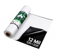 VEVOR Rollo de Láminas de Plástico de Polietileno 3,05 x 15,24 m de Jardín | Malla Antihierbas de Espesor de 0,3 mm, Control de Malas Hierbas, Barrera de Vapor, Cubierta para Invernadero, Blanco Negro