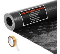 VEVOR Rollo de Suelo de PVC para Garaje, 1,2 x 2,13 m, con Patrón de Diamante 2,2 mm de Grosor, con Cinta Adhesiva de Doble Cara, Antideslizante y Fácil de Limpiar, a Almacenes, Gimnasios, Negro