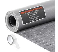 VEVOR Rollo de Suelo de PVC para Garaje, 2,28 x 5,2 m, con Placa Diamantada de 2,2 mm de Grosor, con Cinta Adhesiva de Doble Cara, Antideslizante, Ideal para Almacenes y Gimnasios, Gris Plata