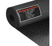VEVOR Rollo de Suelo para Garaje, 1,22 x 6,1 m x 3 mm, Caucho Diamantado, Antideslizante, Resistente al Desgaste, Impermeable y Fácil de Limpiar, para Almacenes, Gimnasios y Remolques, Negro