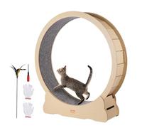 VEVOR Rueda de Ejercicio de Madera para Gatos de Interior 132 x 33,8 x 141,5 cm, Rueda para Correr con Alfombra Desmontable, Juguete para Correr, Caminar, Entrenar para Diferentes Gatos, Color Madera