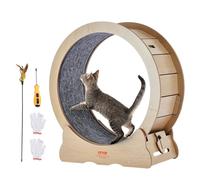 VEVOR Rueda de Ejercicio de Madera para Gatos de Interior de 75 x 31,8 x 80 cm, Rueda para Correr con Alfombra Desmontable, Juguete para Correr, Caminar, Entrenar para Diferentes Gatos, Color Madera