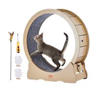 VEVOR Rueda de Ejercicio de Madera para Gatos de Interior de 91 x 31,8 x 97 cm, Rueda para Correr con Alfombra Desmontable, Juguete para Correr, Caminar, Entrenar para Diferentes Gatos, Color Madera