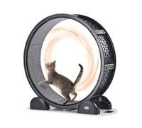 VEVOR Rueda de Ejercicio para Gatos de 1150 x 395 x 1090 mm, Rueda para Correr para Gatos con Freno y Pista Alfombrada, Podómetro, Cinta de Correr Silenciosa para Gatos de Menos de 13,6 kg, Negro