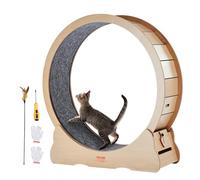 VEVOR Rueda de Ejercicio de Madera para Gatos de Interior 110 x 33,8 x 117 cm, Rueda para Correr con Alfombra Desmontable, Juguete para Correr, Caminar, Entrenar para Diferentes Gatos, Color Madera