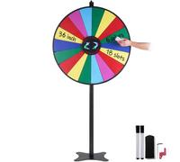 VEVOR Rueda de Lotería 910mm Rueda de Fortuna de Borrado en Seco 18 Ranuras Rueda de Suerte en Mesa o Soporte con 2 Marcadores Juego de Bingo Equilibrado y de Rotación Suave Juego para Salón de Fiesta