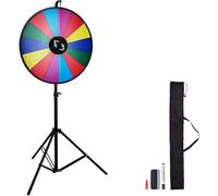 VEVOR Rueda de Premio Mesa de Color 61 cm con Trípode Plegable, Soporte 14 Ruedas, Rueda de Color con Pies de Goma Antideslizantes, Altura Ajustable 117-155cm, Peso 4.3 kg de Alta Resistencia