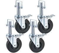 VEVOR Ruedas Giratorias de Goma para Andamios, 12 cm, Ruedas Giratorias de 360° con Doble Bloqueo, Juego de 4 Piezas, Capacidad de Carga 127 kg por Rueda, para Carros, Muebles, Industrias
