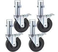 VEVOR Ruedas Giratorias de Poliuretano Núcleo de Hierro de 5" Ruedas Giratorias con Vástago Giratorio con Freno de Doble Bloqueo Pies Ajustables Capacidad de Carga de 200 kg por Rueda 4 Piezas