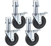 VEVOR Ruedas Giratorias de Poliuretano Núcleo de Hierro de 5" Ruedas Giratorias con Vástago Giratorio con Freno de Doble Bloqueo Pies Ajustables Capacidad de Carga de 200 kg por Rueda 4 Piezas