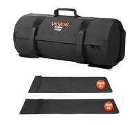 VEVOR Saco de Arena para Fitness, Resistente, con Asas, Ajustable, de 11 a 34 kg, para Entrenamiento de Fuerza, Entrenamiento Cruzado y Gimnasio en Casa, Negro, sin Relleno, 620 x 275 x 275 mm