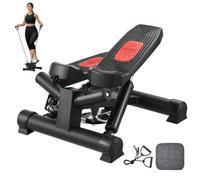 VEVOR Mini Salvaescaleras para Hacer Ejercicio en Casa, Hidráulico Giratorio con Bandas de Resistencia, Equipo Cardiovascular para Entrenamiento de Cuerpo Completo, 390 x 362 x (196-350) mm, Negro