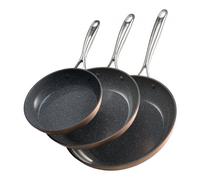 VEVOR Sartén de Aluminio para Huevos, 3 Piezas 200, 270 y 300 mm, Antiadherente, de Cerámica Resistente con Mango Resistente al Calor, Ideal para Horno, Gas, Eléctrico e Inducción, Color Gris