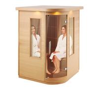 VEVOR Sauna de Infrarrojos Lejanos para 2 Personas Cabina de Sauna Casera de Madera Cicuta Infrarroja Baja EMF con Puerta de Vidrio Templado Altavoces Bluetooth, Lámpara LED Multicolor, 2000W