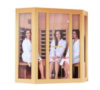 VEVOR Sauna de Infrarrojos Lejanos para 3-4 Personas Cabina de Sauna Casera de Madera Cicuta Infrarroja Baja EMF con Puerta de Vidrio Templado Altavoces Bluetooth Cromoterapia, 2470 W
