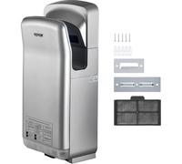 VEVOR Secador de Manos 2000 W Secador de Manos Eléctrico Comercial ABS Filtro HEPA Secador de Manos Automático Potente 43 ℃ Secamanos Eléctrico 290 x 220 x 685 mm Secador de Manos para Baños Plata