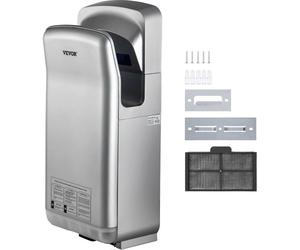 VEVOR Secador de Manos 2000 W Secador de Manos Eléctrico Comercial ABS Filtro HEPA Secador de Manos Automático Potente 43 ℃ Secamanos Eléctrico 290 x 220 x 685 mm Secador de Manos para Baños Plata