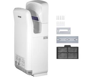 VEVOR Secador de Manos 2000 W Secador de Manos Eléctrico Comercial ABS Filtro HEPA Secador de Manos Automático Potente 43 ℃ Secamanos Eléctrico 290 x 220 x 685 mm Secador de Manos para Baños Blanco