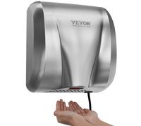 VEVOR Secador de Manos Eléctrico 1300 W Secador de Manos Automático Comercial de Servicio Pesado Filtro HEPA de Alta Velocidad de Acero Inoxidable 2 Opciones de Energía para Inodoros 325x295x180 mm