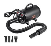 VEVOR Secador de Pelo para Perros 2000 W Secador para Perros Velocidad Ajustable Temperatura Secador de Pelo Aseo con 4 Boquillas Diferentes Manguera Extensible Aprox. 71-239 cm para Mascotas, Negro