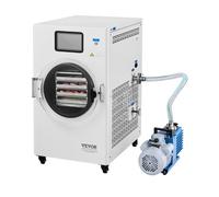 VEVOR Secadora por Congelación al Vacío Máquina de Secado por Congelación 4-6 kg Bandejas de 4 Capas Bomba de Vacío Temporizador Ajustable y Control de Temperatura para Frutas, Verduras, Blanco