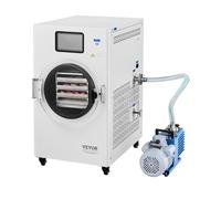 VEVOR Secadora por Congelación al Vacío Máquina de Secado por Congelación 4-6 kg Bandejas de 4 Capas Bomba de Vacío Temporizador Ajustable y Control de Temperatura para Frutas, Verduras, Blanco