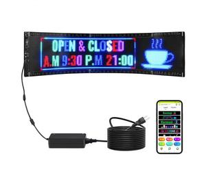 VEVOR Señal luminosa LED programable flexible, panel de visualización desplazable a todo color P5, panel publicitario, control de aplicaciones Bluetooth, para tienda, bar, publicidad, 83,5 x 20 cm