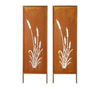VEVOR Separador de Ambientes Metal, 50 x 160 cm, Biombo de Exterior e Interior, Paquete de 2 Piezas, Diseño de Naturaleza, Patrón de Plantas, Pantalla de Privacidad para Jardín Patio, Marrón Óxido