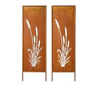 VEVOR Separador de Ambientes Metal, 50 x 160 cm, Biombo de Exterior e Interior, Paquete de 2 Piezas, Diseño de Naturaleza, Patrón de Plantas, Pantalla de Privacidad para Jardín Patio, Marrón Óxido
